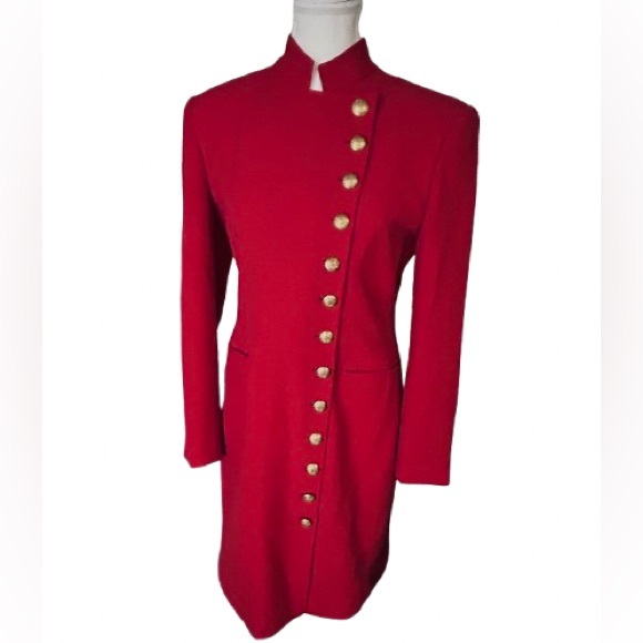 Ralph Lauren Jackets & Blazers - Vintage Ralph Lauren Red Jacket Wool Small Long Logo Gold Buttons Crest 80s 90s